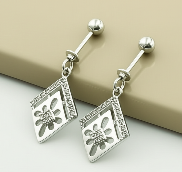 Diamond Shaped Helix Piercing Earrings