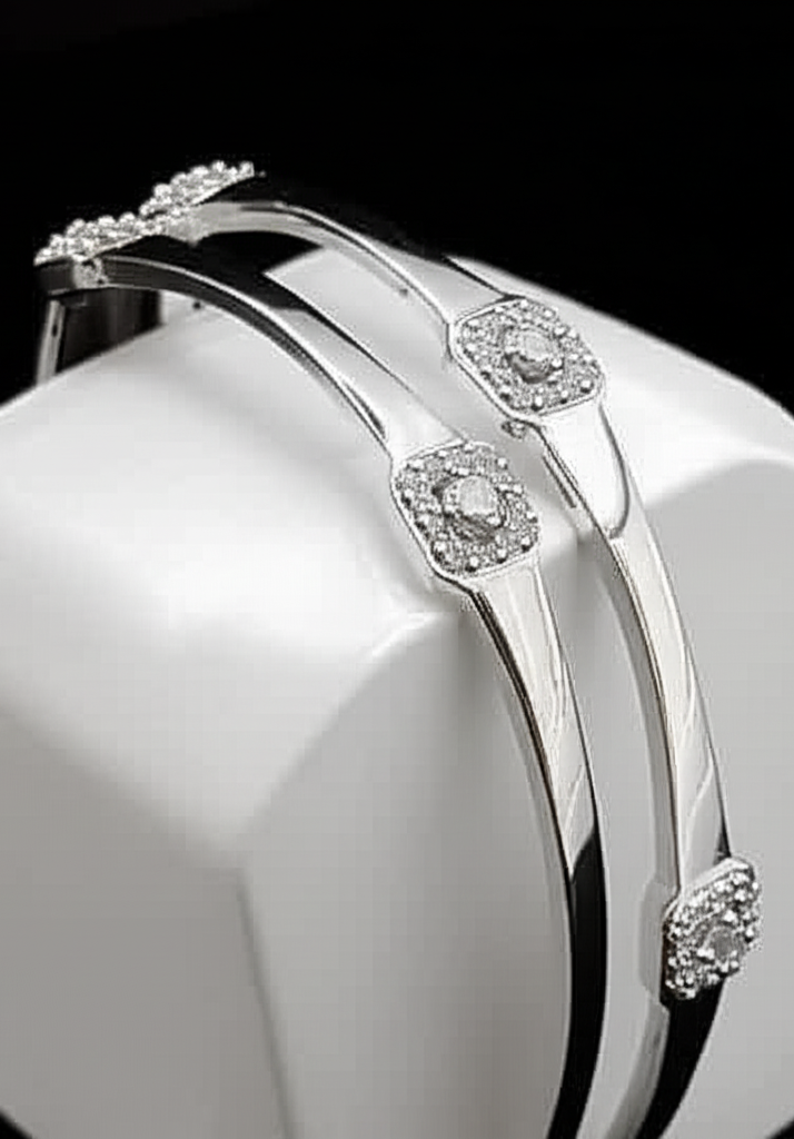 Cubic Zirconia Square Stone Studded Bangles