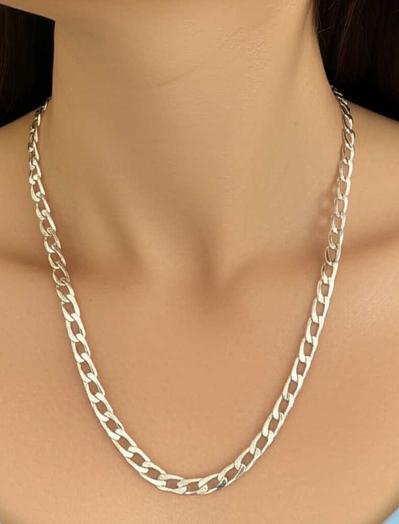 Fancy Curb Silver Chain