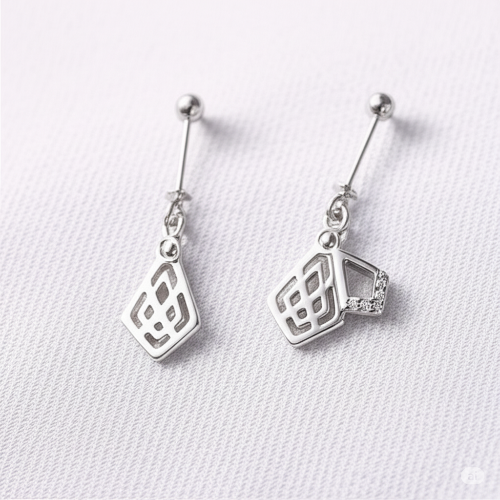 Double Diamond Shaped Helix Piercing Earrings