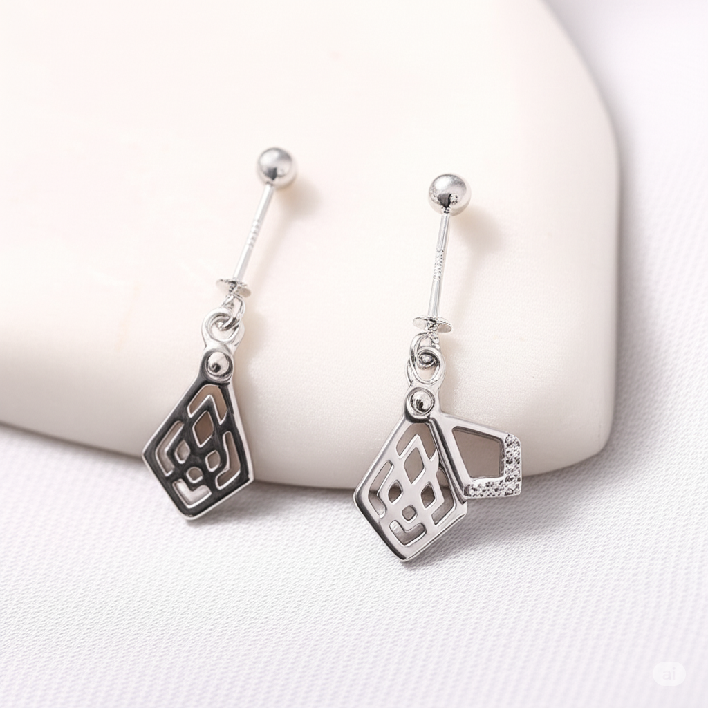 Double Diamond Shaped Helix Piercing Earrings