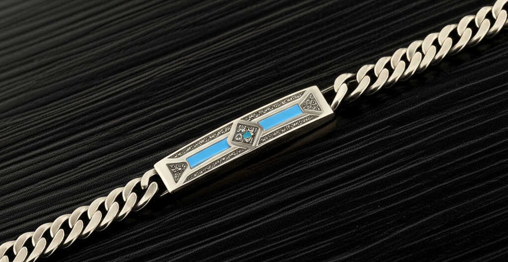 925 Blue Enamel Coloured Men's Bracelet