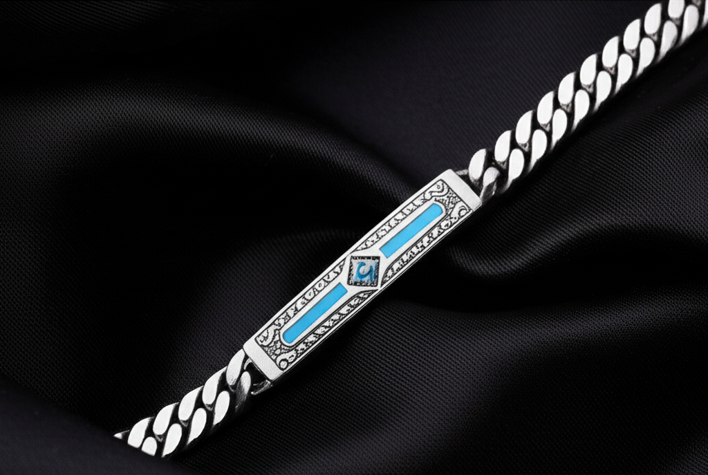 925 Blue Enamel Coloured Men's Bracelet