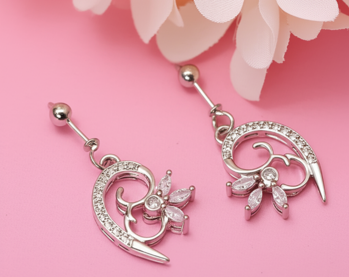 Half Curved Flower Helix Piercing Earrings