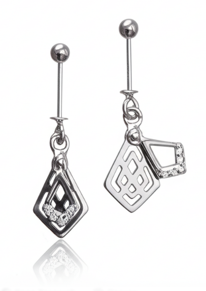 Double Diamond Shaped Helix Piercing Earrings