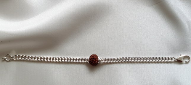 Panchmukhi Rudraksha Silver Bracelet