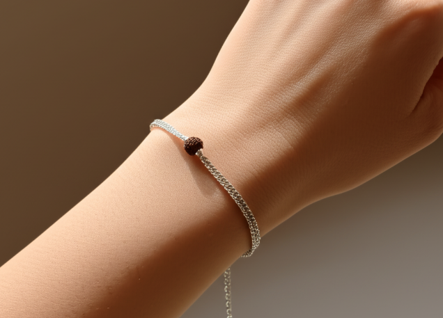 Panchmukhi Rudraksha Silver Bracelet