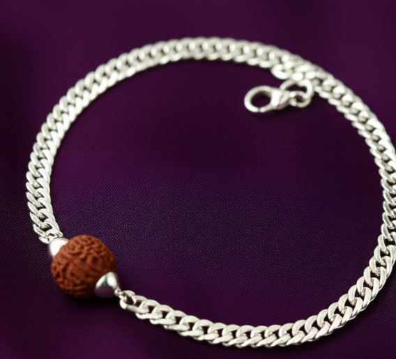 Panchmukhi Rudraksha Silver Bracelet