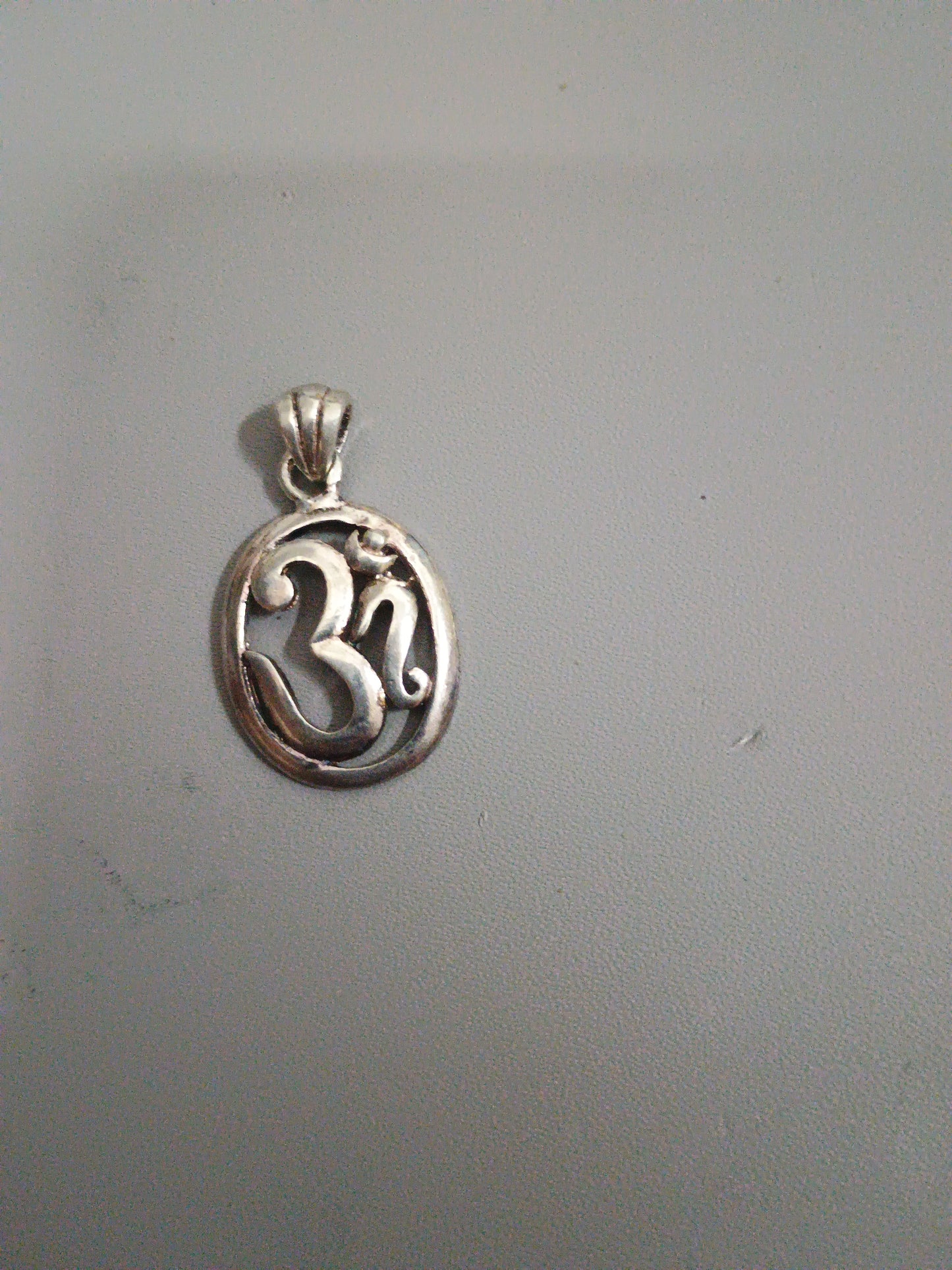 Sterling Om Pendant with Oval Base