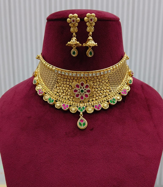 Silver Choker Gold Plated Necklace
