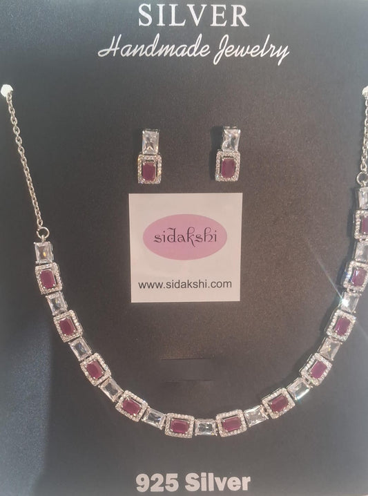Cushion Cut Shape  Necklace Set