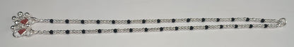 Black bead fixed size payal