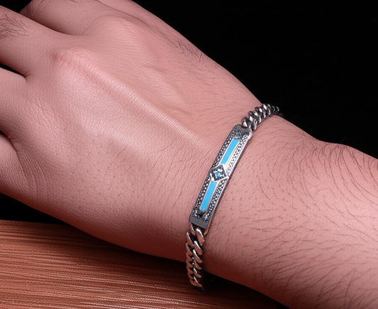 925 Blue Enamel Coloured Men's Bracelet