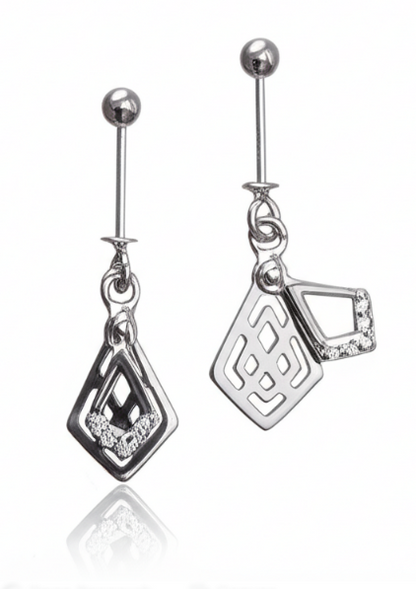 Double Diamond Shaped Helix Piercing Earrings