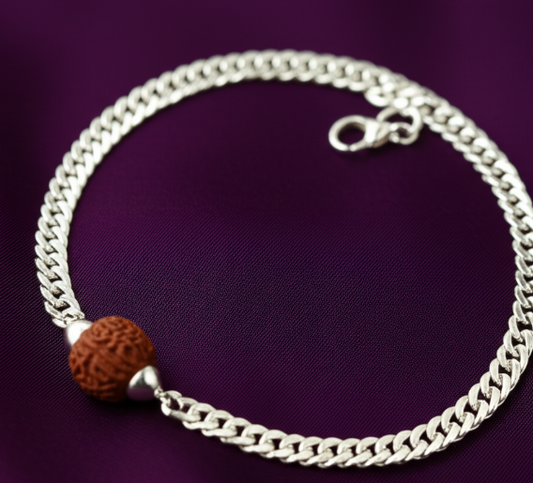 Panchmukhi Rudraksha Silver Bracelet