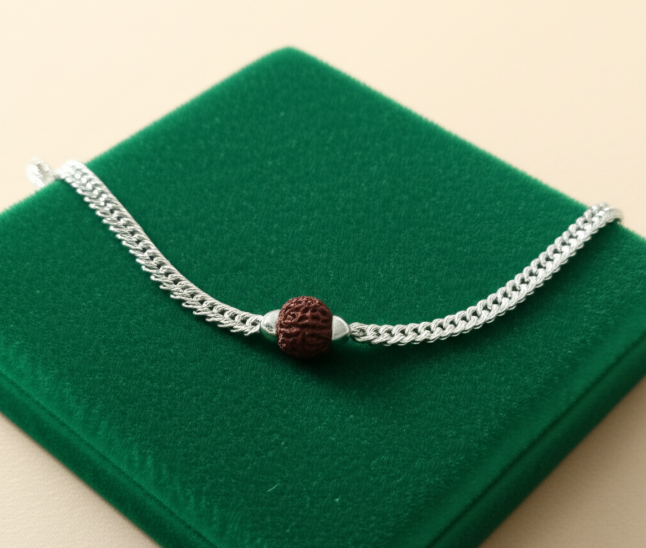 Panchmukhi Rudraksha Silver Bracelet