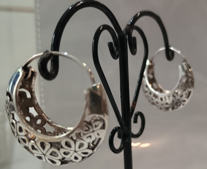 925 Oxidized Ethnic Hoop Earrings