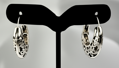 925 Oxidized Ethnic Hoop Earrings