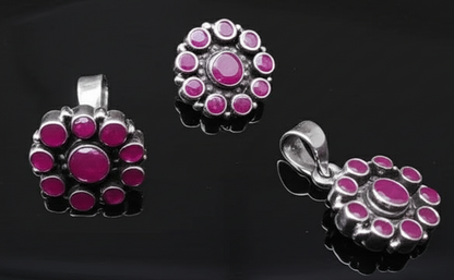 Dyed Indian Ruby Pendant Set
