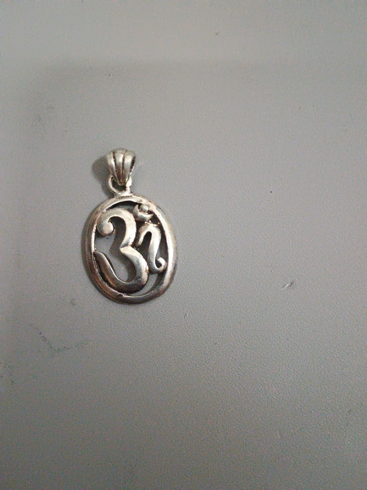 Sterling Om Pendant with Oval Base